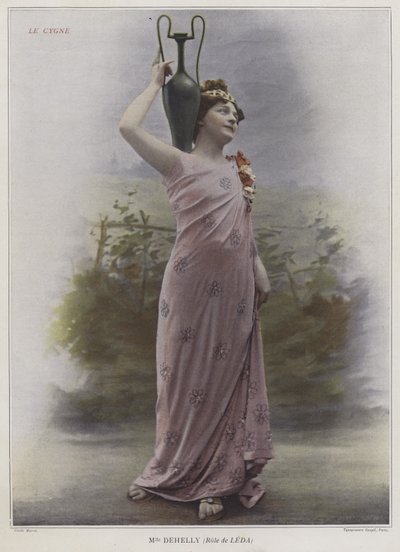Mademoiselle Dehelly como Leda no cisne (foto colorida) de French Photographer