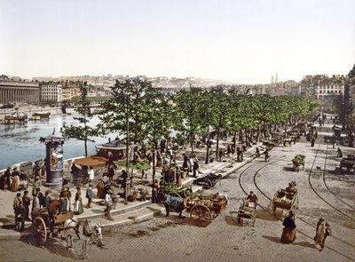 Mercado Saint Antoine, Quay des Célestins, Lyon, c.1900 de French Photographer