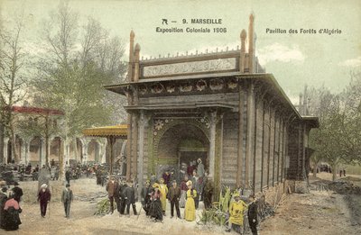 Marselha, Exposição Colonial 1906, Pavilhão da Floresta Argelina (foto a cores) de French Photographer
