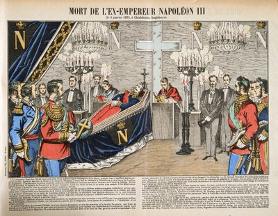 Morte do Ex-Emperador Napoleão III, de History of the Third Republic, Vol. I, Political History, pub.1933 (cor litho) de French Photographer