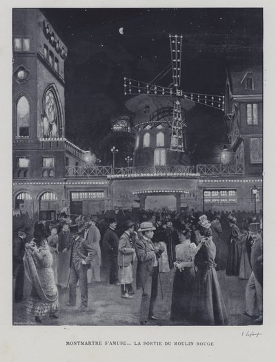 Fora do Moulin Rouge, Montmartre, Paris (foto a p/b) de French Photographer