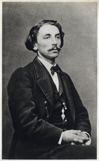 Retrato de Etienne Mallarme dit Stephane Mallarme (1842-1898) em 1862, poeta francês. Fotografia de French Photographer