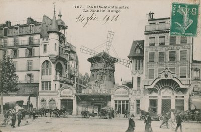 Postal do Moulin Rouge, Paris, enviado em 1913 de French Photographer