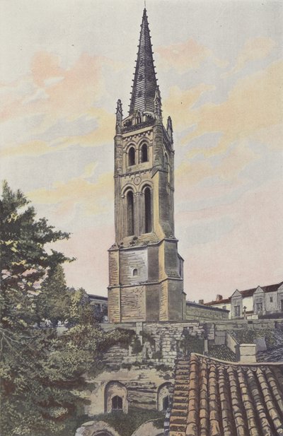 Saint-Emilion, torre sineira acima da igreja monolítica de French Photographer