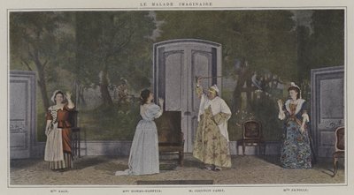 Cena de uma produção de Le Malade Imaginaire, de Moliere (foto a cores) de French Photographer