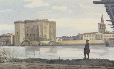 Tarascon, chateau, torre sino, de, a, Sainte-Marthe, igreja, e, ponte suspensão, ligado, a, rhone de French Photographer