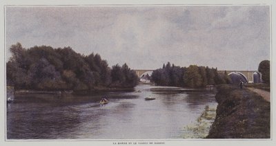 O Rio Marne e o Viaduto de Nogent, França (foto a cores) de French Photographer