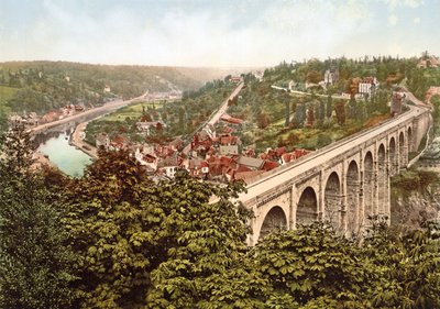 O Viaduto de Lanvallay, Dinan, França, 1890-1900 de French Photographer