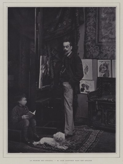 O pintor de crianças: O artista francês Jean Geoffroy no seu atelier (foto a p/b) de French Photographer