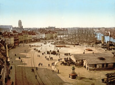 Vista do porto de Dunquerque, 1890-1900 de French Photographer