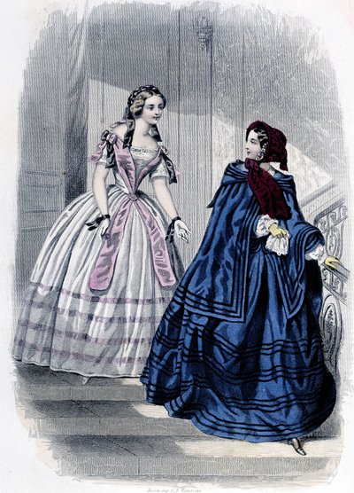 2 mulheres da moda - em "Journal des Demoiselles" 1852. de French School