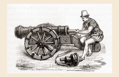 Um canhão alemão do século XVI, de Les Merveilles de la Science, publicado c.1870 (gravura) de French School