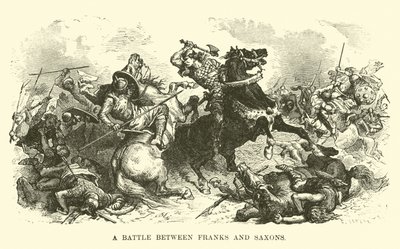 Uma batalha entre francos e saxões de French School