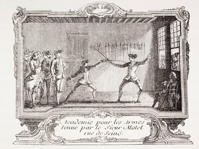 Uma academia de esgrima no século XVIII Paris, 1875 (gravura) de French School