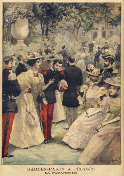 Uma festa de Jardim no Elysee (La Farandole) - ilustração de Meaulle, Fortune Louis (1844-1901) de 