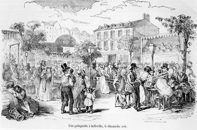 A Guinguette em Belleville no domingo à noite, de Paris por Edmond Auguste Texier, Paris, 1852 de French School
