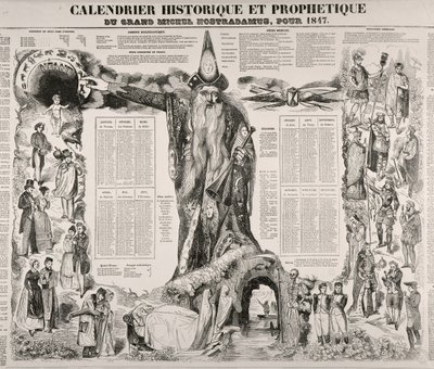 Um Calendário Histórico e Profético de Michel Nostradame (Nostradamus) (1503-66) 1847 de French School