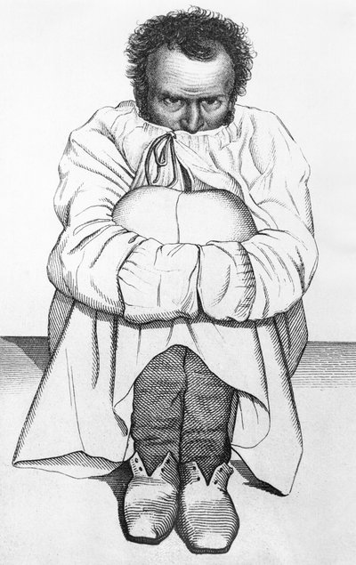 Um homem louco, ilustração de um livro de Jean Etienne Dominique Esquirol (1772-1840) de French School