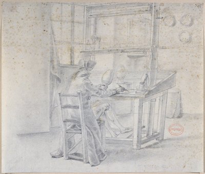 Um pintor de porcelana na Fábrica Sevres, c.1780 de French School
