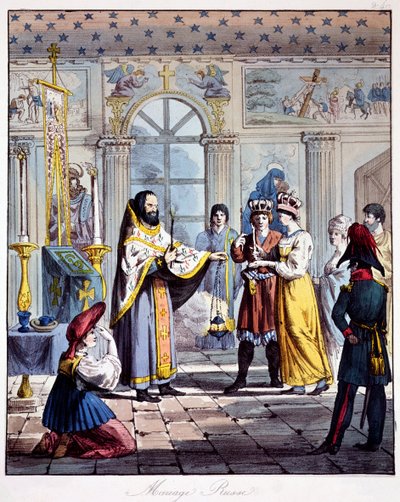 Um casamento ortodoxo russo no início do século XIX de French School