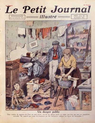 Uma favela em Paris, ilustração do Le Petit Journal, 30 de outubro de 1921 de French School