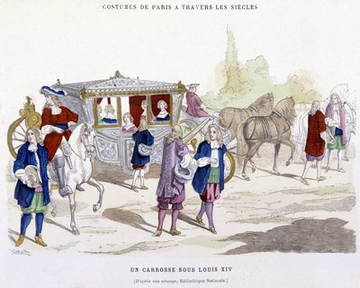 Uma carruagem sob Louis XIV - em "Paris através dos séculos" de H. Gourdon de Genouillac de French School