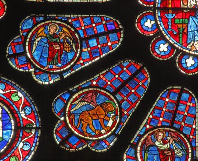 Um anjo incensário e leão de St Marks (w122) de French School