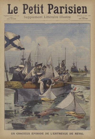 Um episódio encantador durante o encontro do presidente francês com o czar Nicolau II no Apocalipse (cor litho) de French School