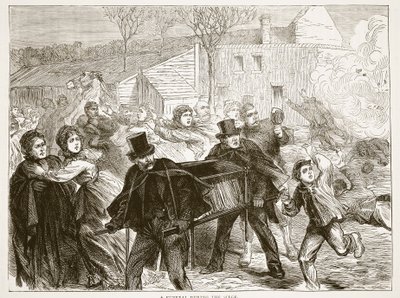 Um funeral durante o cerco, março de 1871, ilustração da história de Cassells da guerra entre a França e a Alemanha, 1870-1871 de French School