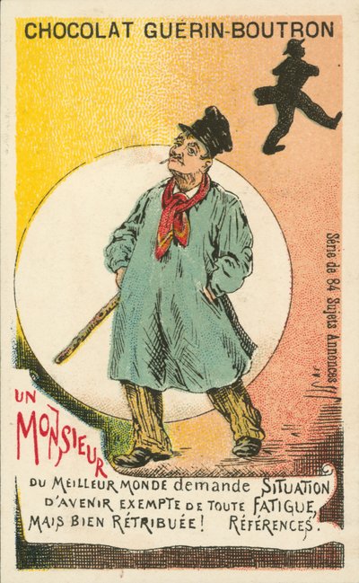 Um cavalheiro que procura um emprego fácil e bem pago (litho) de French School