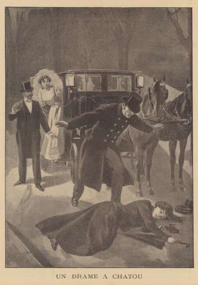 Um assassinato em Chatou, Paris (litho) de French School