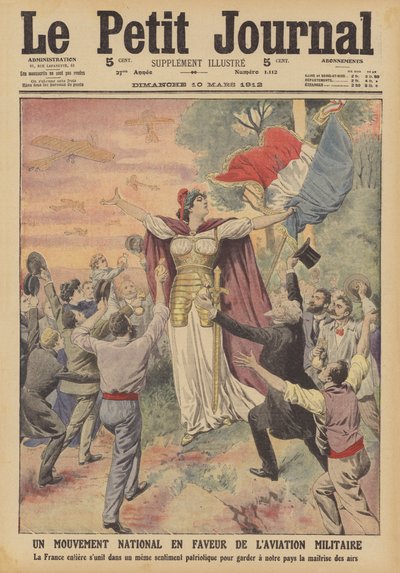 Um movimento nacional de apoio à aviação militar (cor litho) de French School