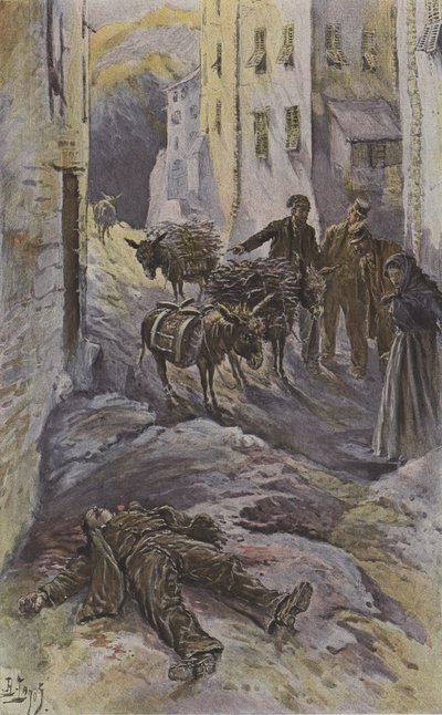 Uma vítima de bandidos corsos (cor litho) de French School