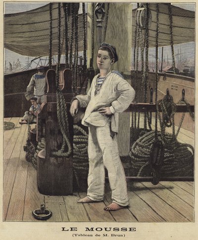 Um jovem marinheiro no convés de um navio de French School