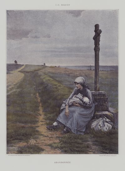 Abandonnee (Abandonado) (cor litho) de French School