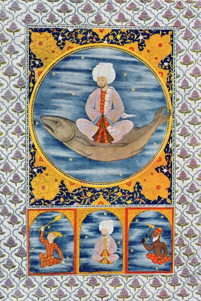 Abdallah do mar, ilustração das Mil e Uma Noites, 1895 (gravura a cores) de French School