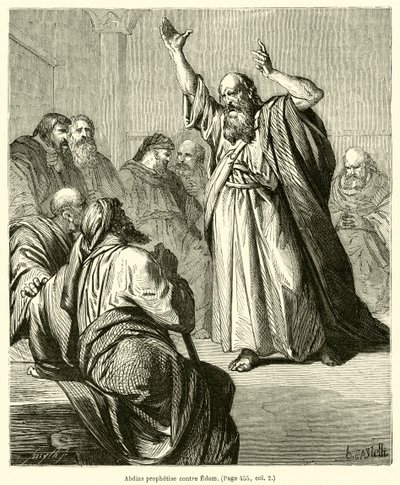 Abdias profetizar contre Edom (gravura) de French School