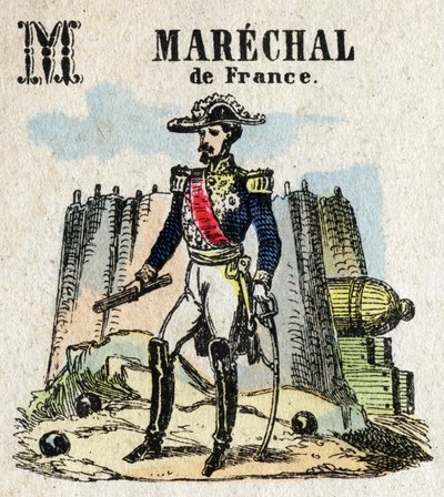 Abecedário. Carta M como Marechal da França. Pequeno alfabeto enciclopédico, série popular. Imagem epinal, final do século XIX. de French School