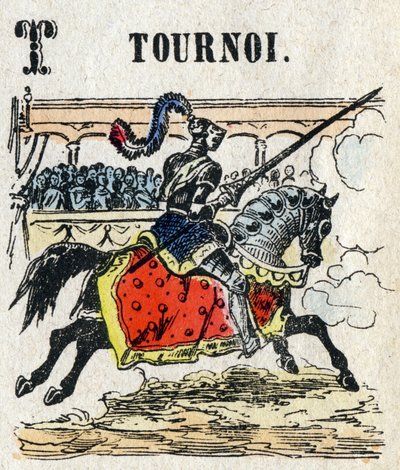 Abecedário. Carta T como Torneio. Pequeno alfabeto enciclopédico, série popular. Imagem epinal, final do século XIX. de French School