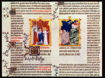 Abraão e Sara deixam Ur dos Caldeus para Canaã, da Bíblia de Jean de Sy, c.1355 de French School