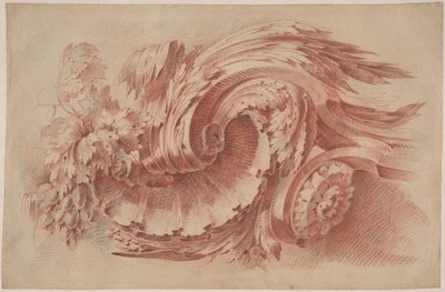 Ornamento de Acanto, c.1760 (giz vermelho sobre papel) de French School