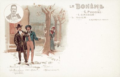 Terceiro Acto, La Boheme (cor litho) de French School