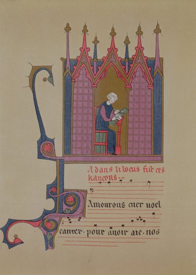 Adam de la Halle (124050-12881306), fac-símile de um manuscrito do século XV, século XIX de French School