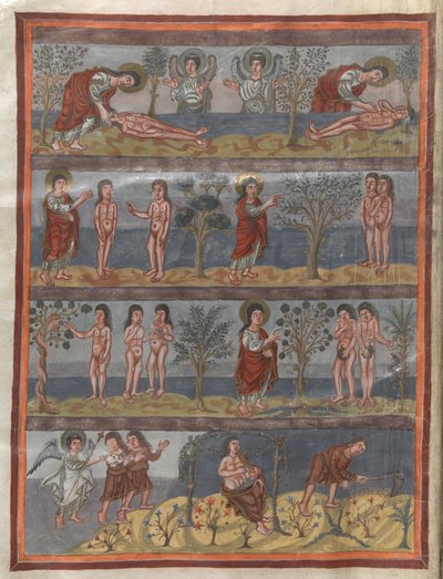 Adicionar. 10546, f.5v A criação de Adão e Eva (velino) de French School