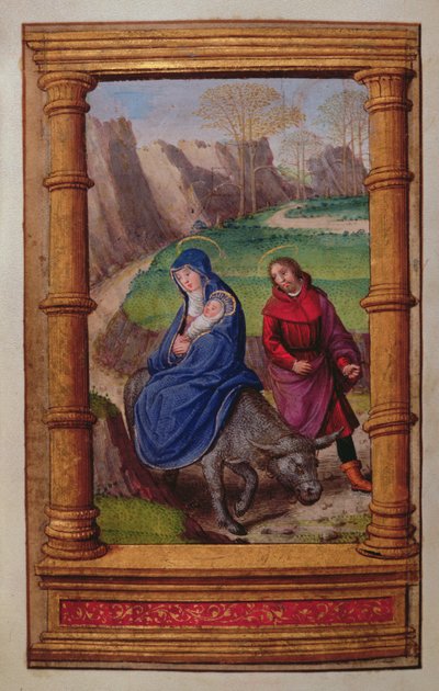 Adicionar 35214 f.72v Vôo para o Egito, de um Livro de Horas, Paris de French School
