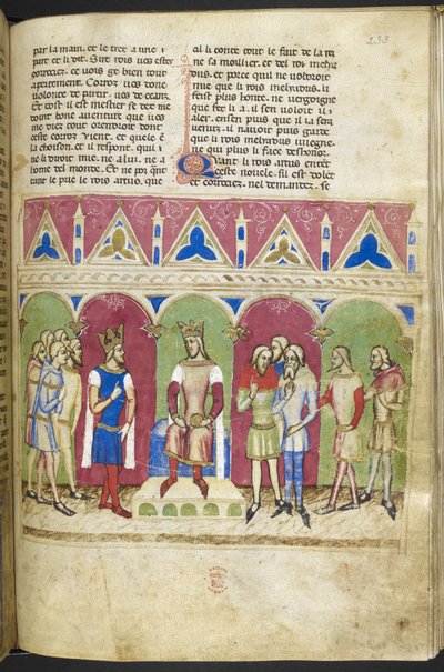 Adicionar. MS 12228, f.223, Roman du Roy Meliadus de Leonnoys, c.1352 (pergaminho) de French School
