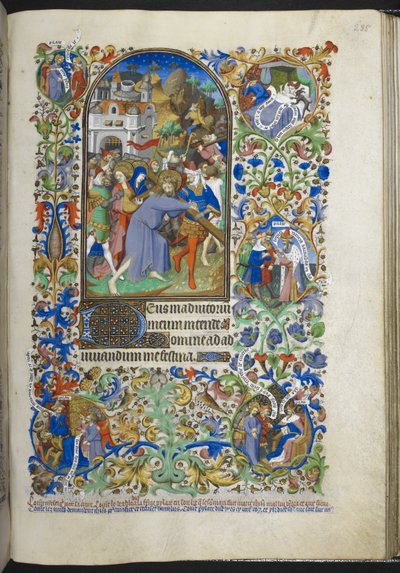 Adicionar Ms 18850 f.235r, Horas da Paixão [Sext], Cristo carregando a cruz, do Livro de Horas (The Bedford Hours) c.1410-30 (tinta, cor e ouro sobre velino) de French School