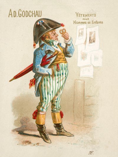 Anúncio para Ad Godchau roupas masculinas e infantis (chromolitho) de French School