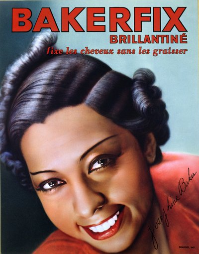 Propaganda para Bakerfix hair brilliantine com Josephine Baker (1906-75) de French School