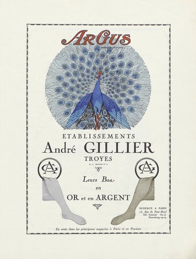 Anúncio dos Etablissements André Gillier , pub 1924 (impressão a stencil) de French School